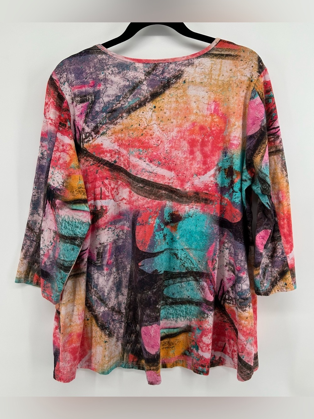 Parsley & Sage Top XL Abstract Art Print Tunic Lagenlook Artsy Boho 3/4 Sleeve - Picture 6 of 9
